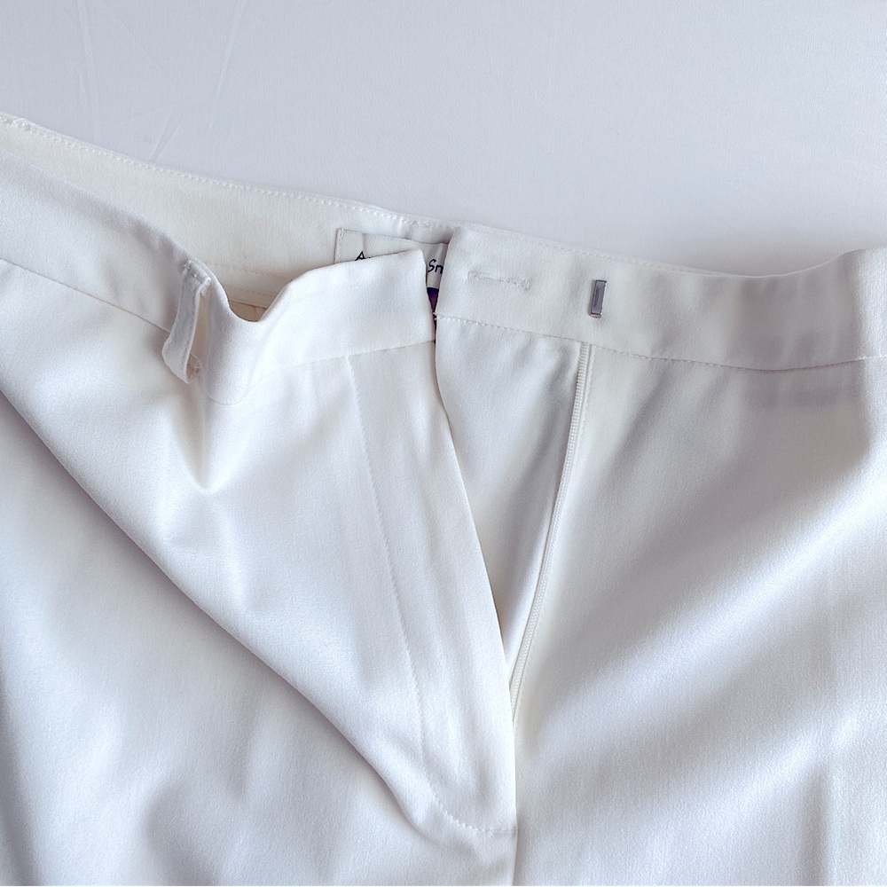 AMANDA SMITH IVORY CUFFED STRAIGHT LEG PANTS CAREER NEUTRAL MINIMALIST 12 - Picture 5 of 8